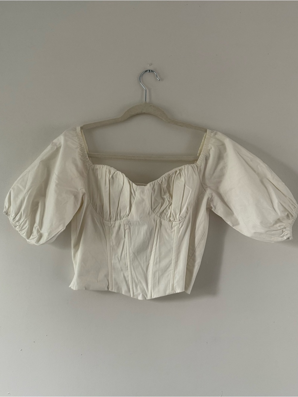ASTR The Label White Milkmaid Puff Sleeve Corset Top
